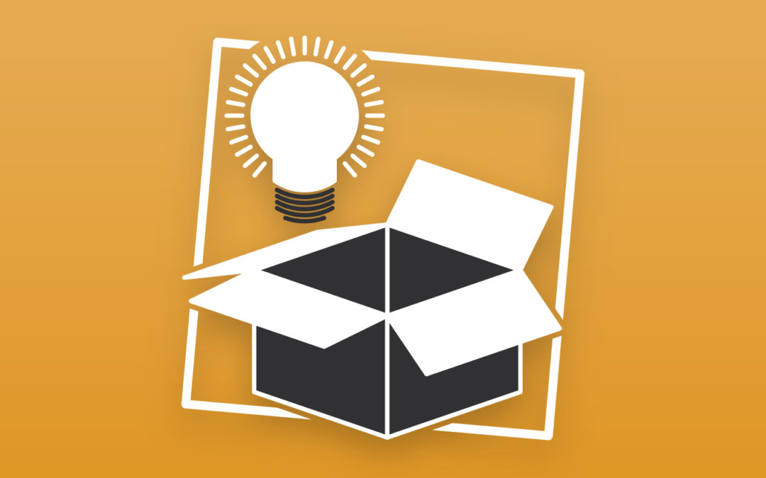 Light bulb to the side of an open box illustration